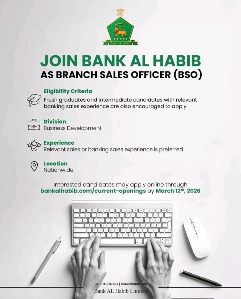 Jobs in Bank Al Habib 2026