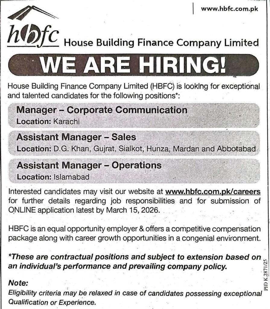 Jobs in House Building Finance Company 2026