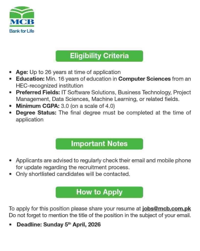 Jobs in Muslim Commercial Bank (MCB) 2026 for TBO-Tech page 2