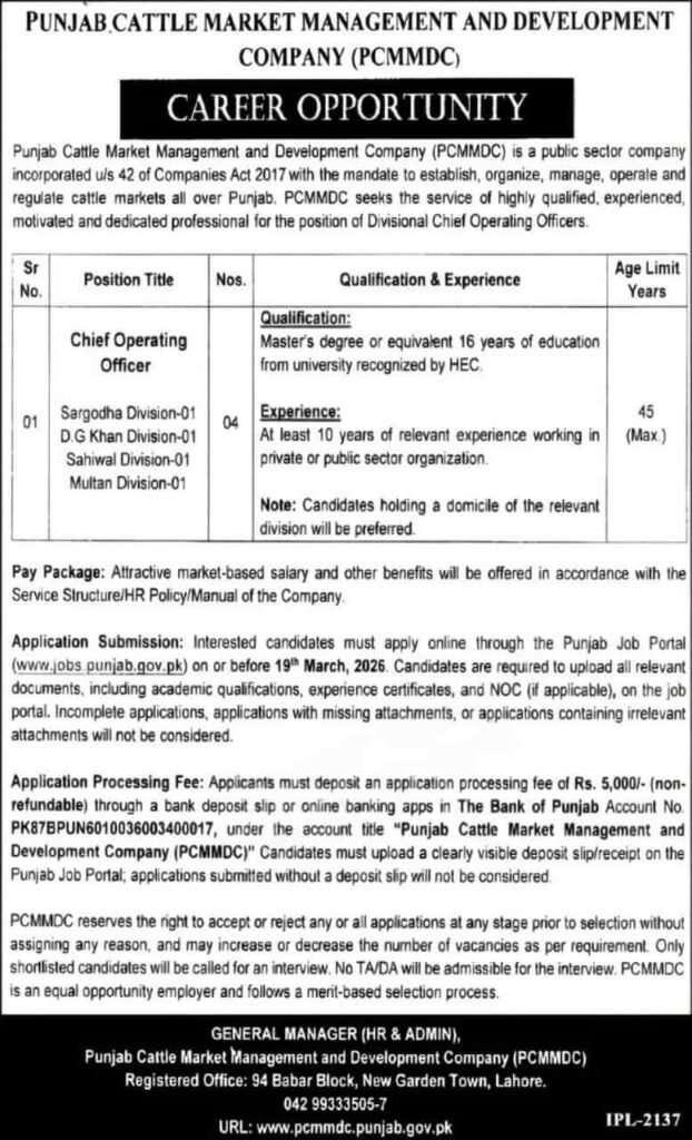 Jobs in Punjab Cattle Market Management 2026
