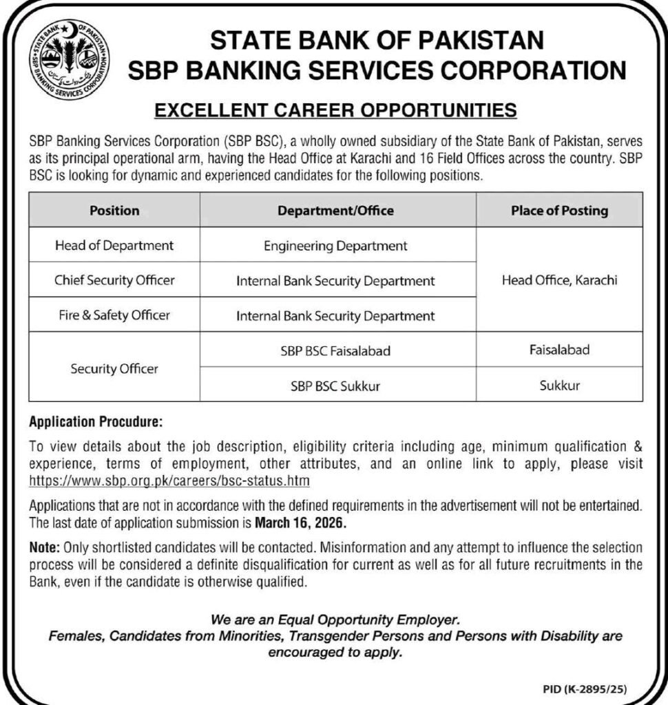 Jobs in State Bank of Pakistan 2026