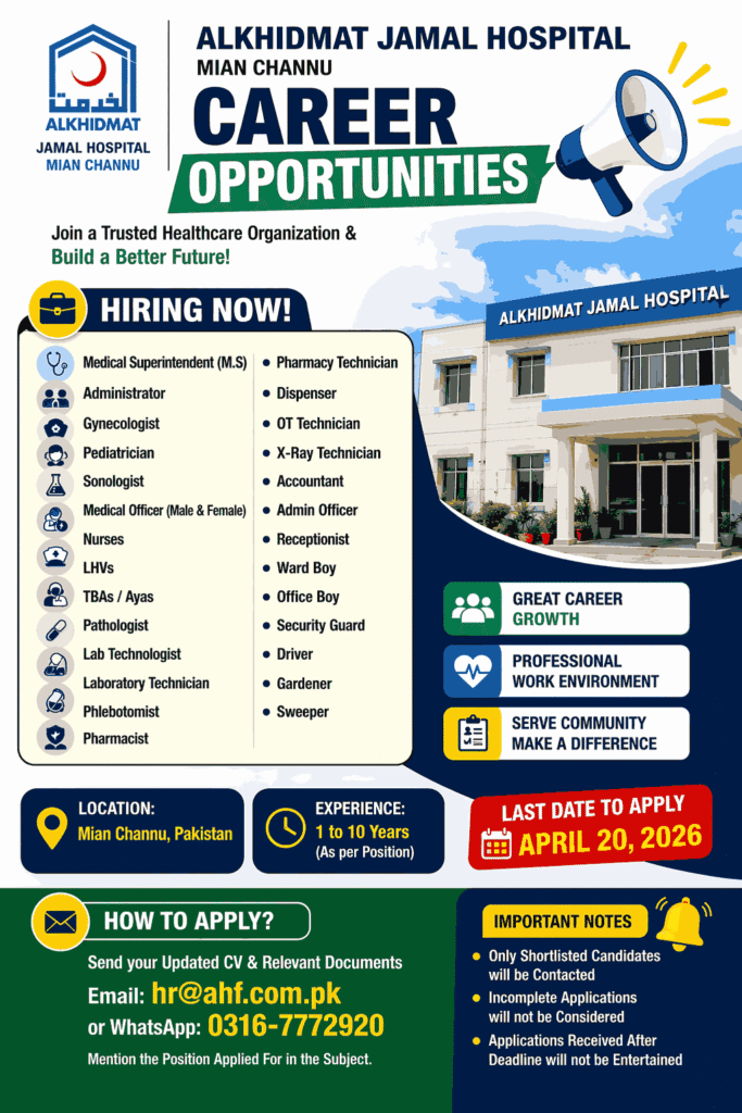 Alkhidmat Hospital Jobs 2026