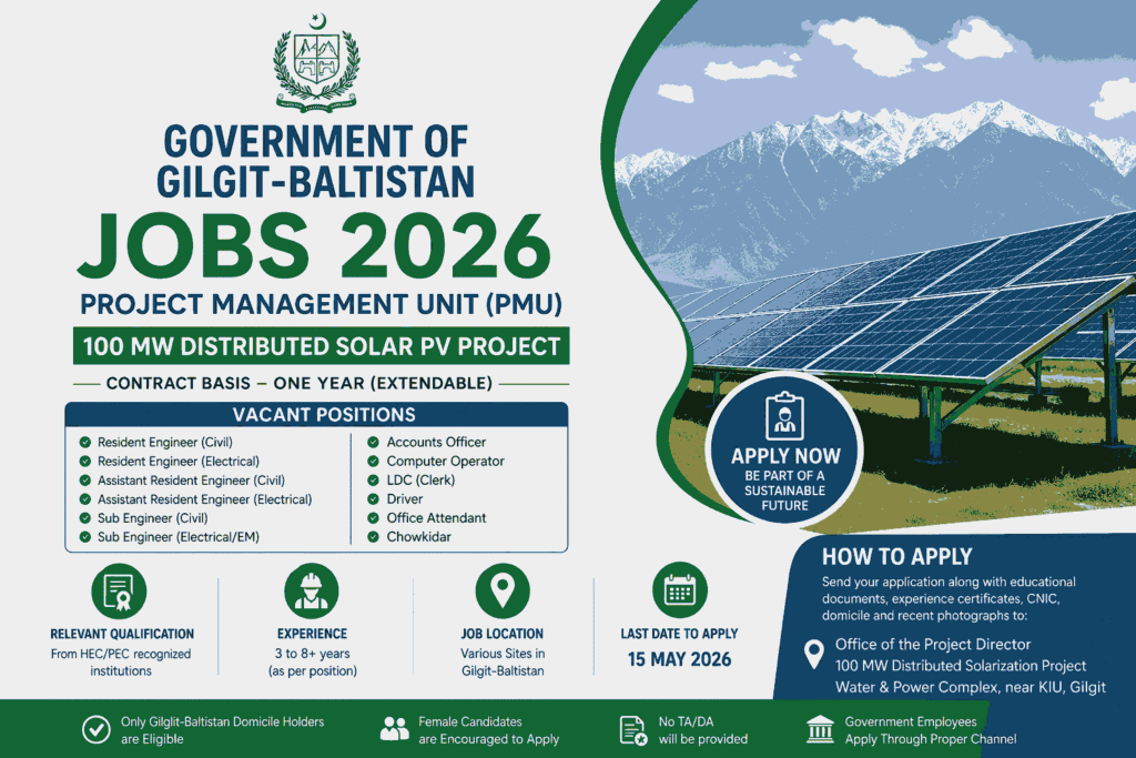 Latest Government Jobs in Gilgit-Baltistan 2026 – Project Management Unit (PMU) Jobs | Apply Now