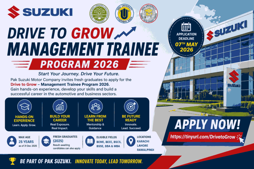 Pak Suzuki Management Trainee Program 2026 – Drive to Grow Program