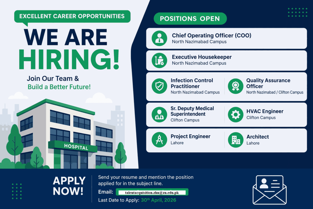 Ziauddin Hospital Jobs 2026